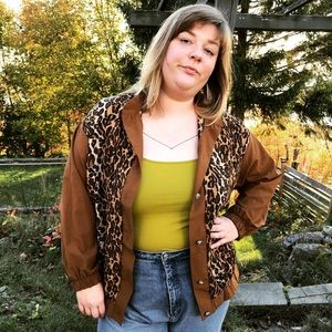 80s leopard button up